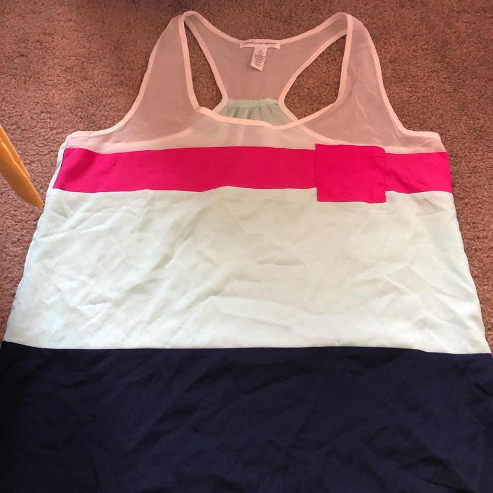 Striped chiffon high low tank